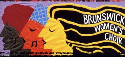 The embroidered banner of Brunswick Women's Choir